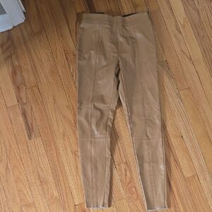 Topshop Camel Faux Leather Trousers